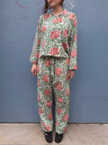 Pyjamas Blockprint - Green with Red Pineapple