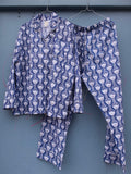 Pyjamas Blockprint - Navy Blue w. White Flower