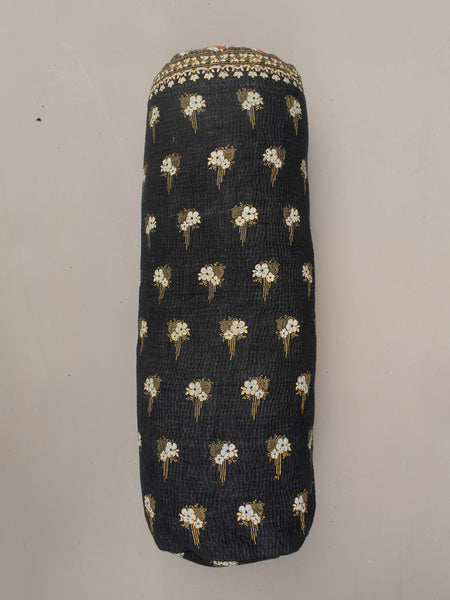 Kantha Cushion Cylinder - 236 black