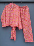 Pyjamas Blockprint - Candy Pink w. Flowers