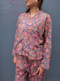 Pyjamas Blockprint - Blue w. Pink Flower