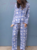 Pyjamas Blockprint - Blue Flower