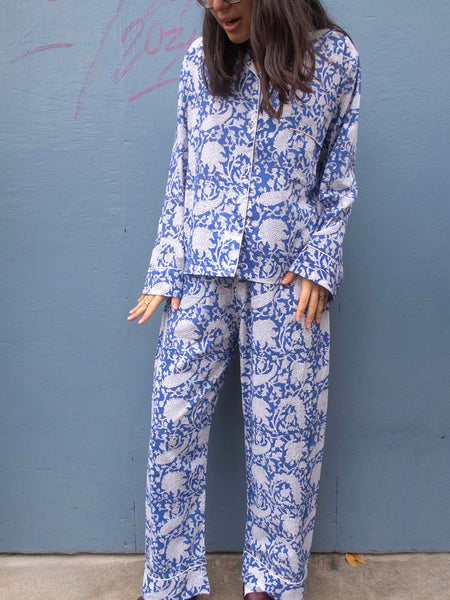 Pyjamas Blockprint - Blue Flower