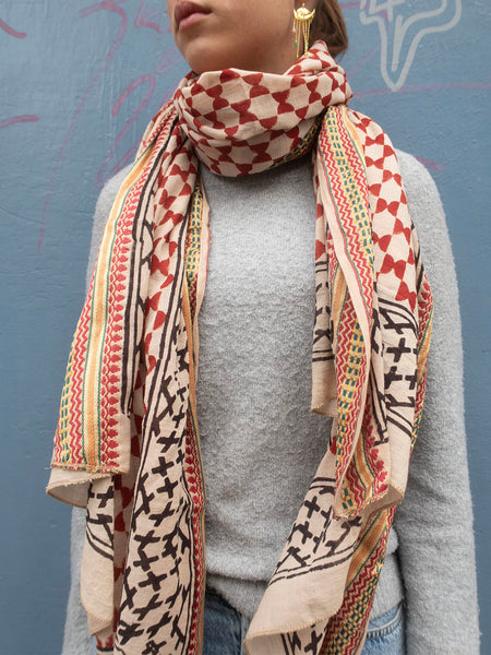 Bagru Scarf - Red 02