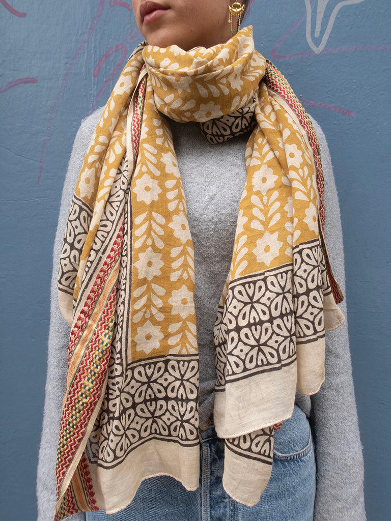 Bagru Scarf - Mustard 04