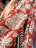 Bagru Scarf - Red with Flower 05