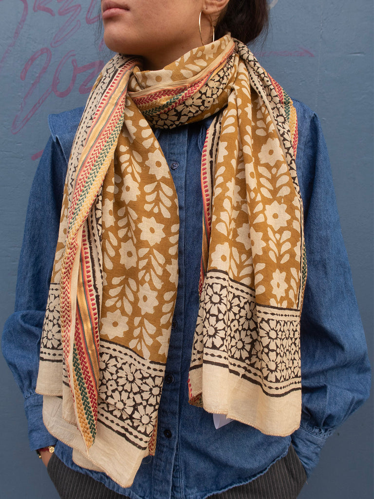 Bagru Scarf - Mustard 04