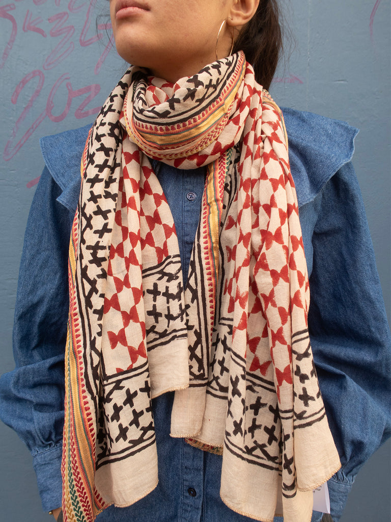 Bagru Scarf - Red 02