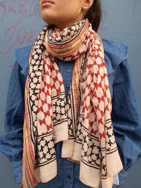 Bagru Scarf - Red 02