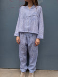 Pyjamas Blockprint - Blue Stripe