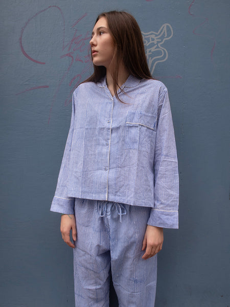 Pyjamas Blockprint - Blue Stripe