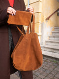 Suede Shopper Bag Marrakech - Cognac